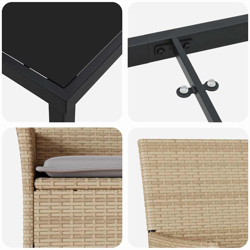 Have Spisebordssæt med pude 5 pcs Beige polyrattan