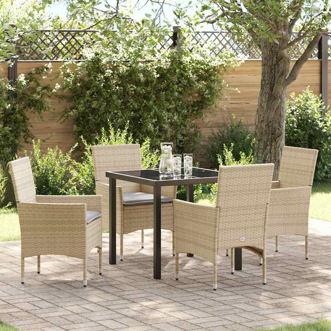 Have Spisebordssæt 5 stk. Beige polyrattan
