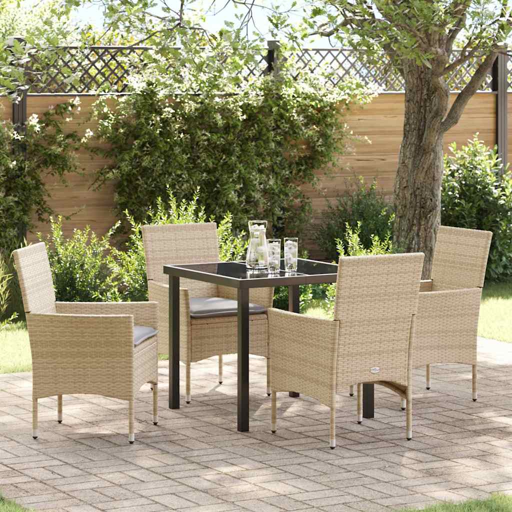 Have Spisebordssæt med pude 5 pcs Beige polyrattan