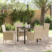 Have Spisebordssæt med pude 5 pcs Beige polyrattan