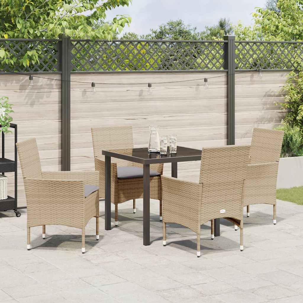 Have Spisebordssæt med pude 5 pcs Beige polyrattan