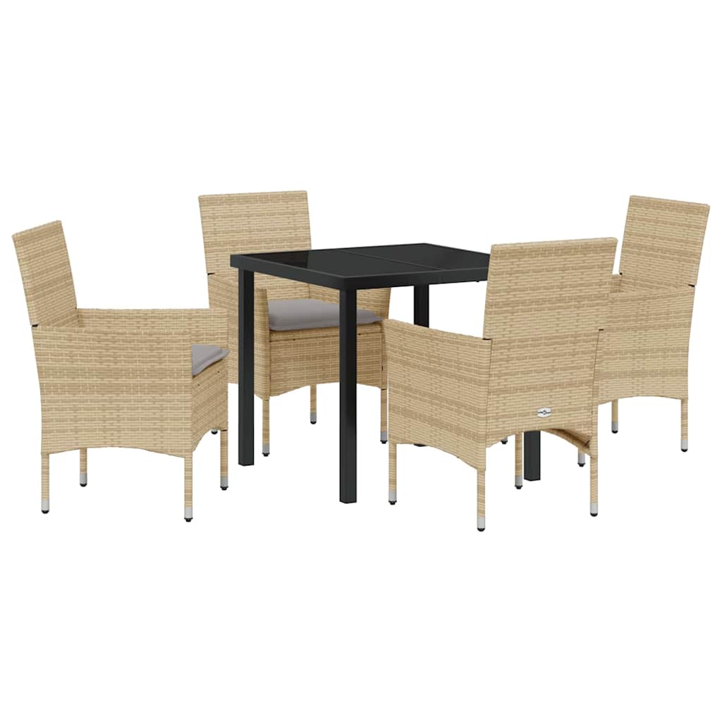 Have Spisebordssæt med pude 5 pcs Beige polyrattan