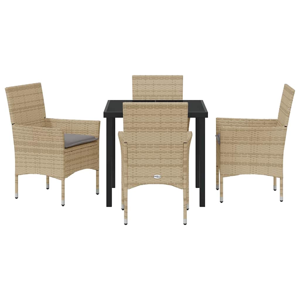 Have Spisebordssæt med pude 5 pcs Beige polyrattan