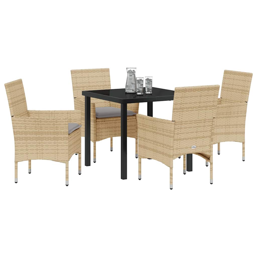 Have Spisebordssæt med pude 5 pcs Beige polyrattan