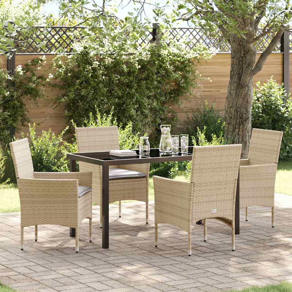 Have Spisebordssæt med pude 5 pcs Beige polyrattan