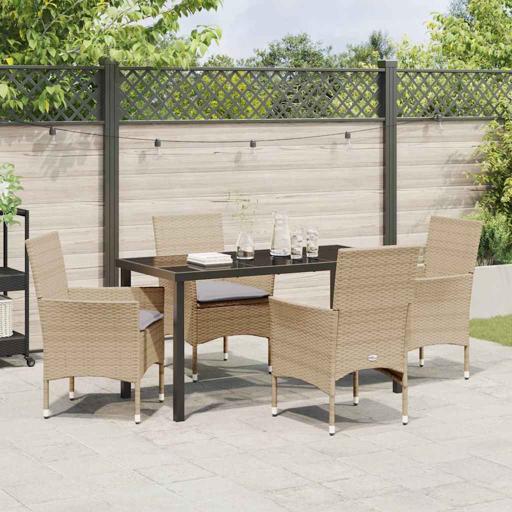 Have Spisebordssæt med pude 5 pcs Beige polyrattan