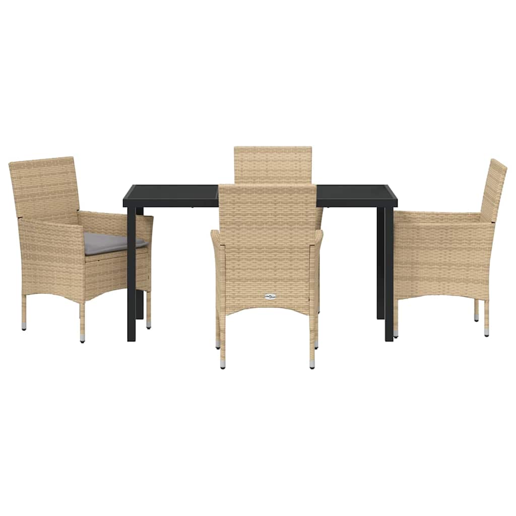 Have Spisebordssæt med pude 5 pcs Beige polyrattan