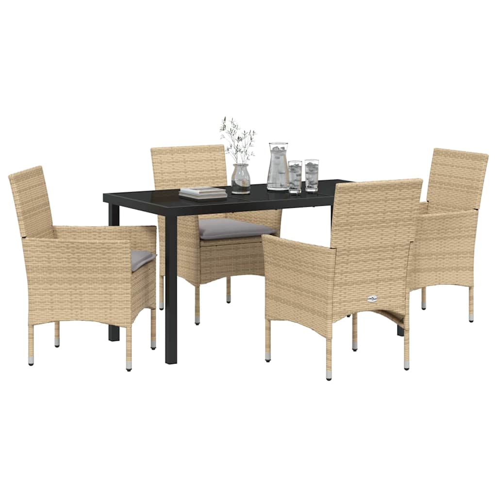 Have Spisebordssæt med pude 5 pcs Beige polyrattan