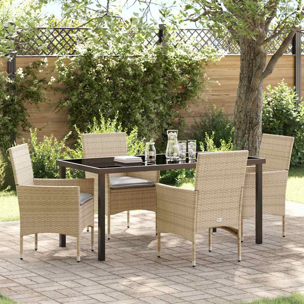 Have Spisebordssæt med pude 5 pcs Beige polyrattan