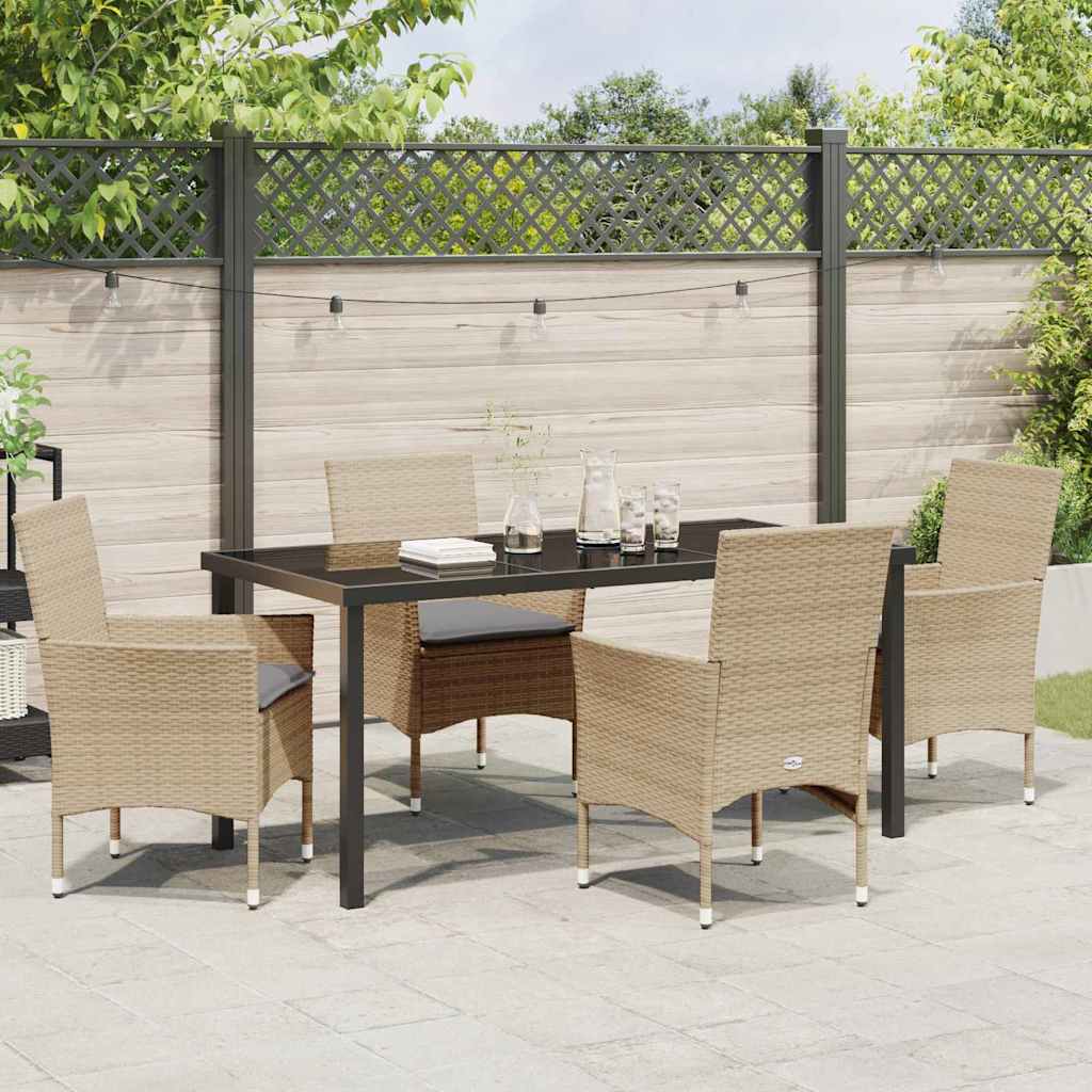 Have Spisebordssæt med pude 5 pcs Beige polyrattan