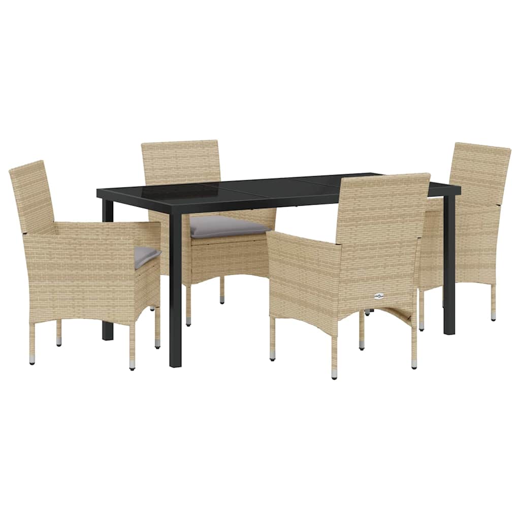 Have Spisebordssæt med pude 5 pcs Beige polyrattan