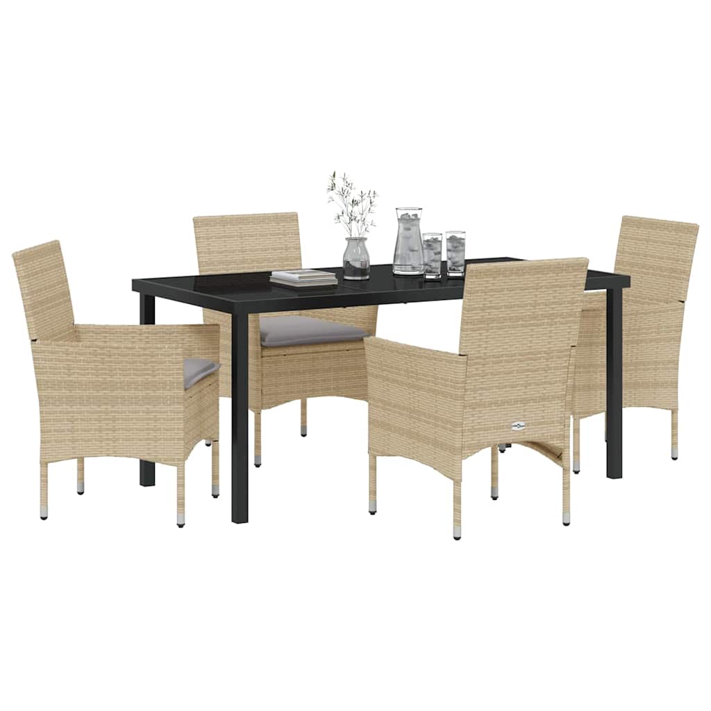 Have Spisebordssæt med pude 5 pcs Beige polyrattan