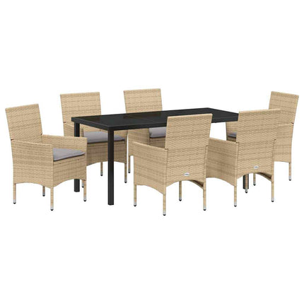 Have Spisebordssæt med pude 7 pcs Beige polyrattan