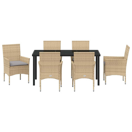 Have Spisebordssæt med pude 7 pcs Beige polyrattan