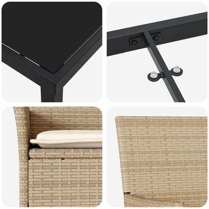Have Spisebordssæt med pude 3 pcs Beige polyrattan