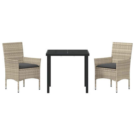 Have Spisebordssæt med pude 3 pcs Lysegrå polyrattan