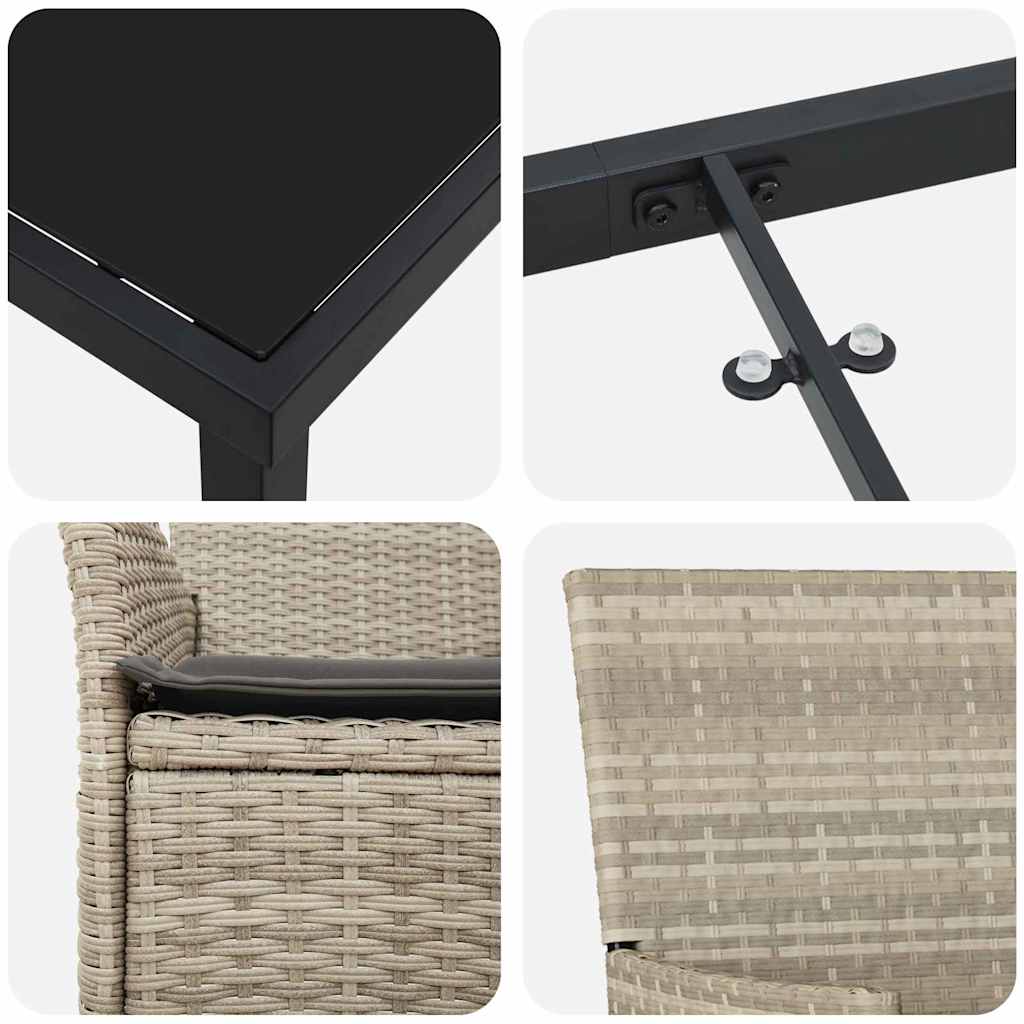 Have Spisebordssæt med pude 5 pcs Lysegrå polyrattan