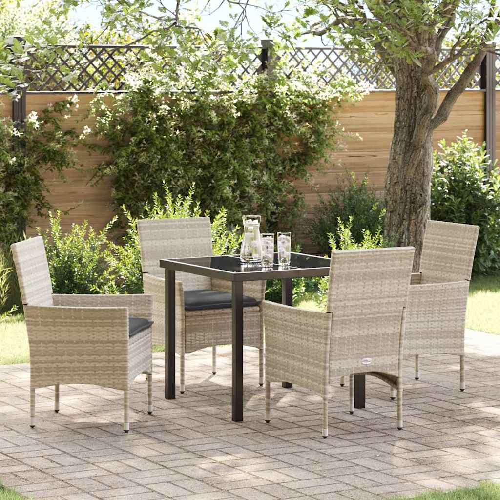 Have Spisebordssæt med pude 5 pcs Lysegrå polyrattan