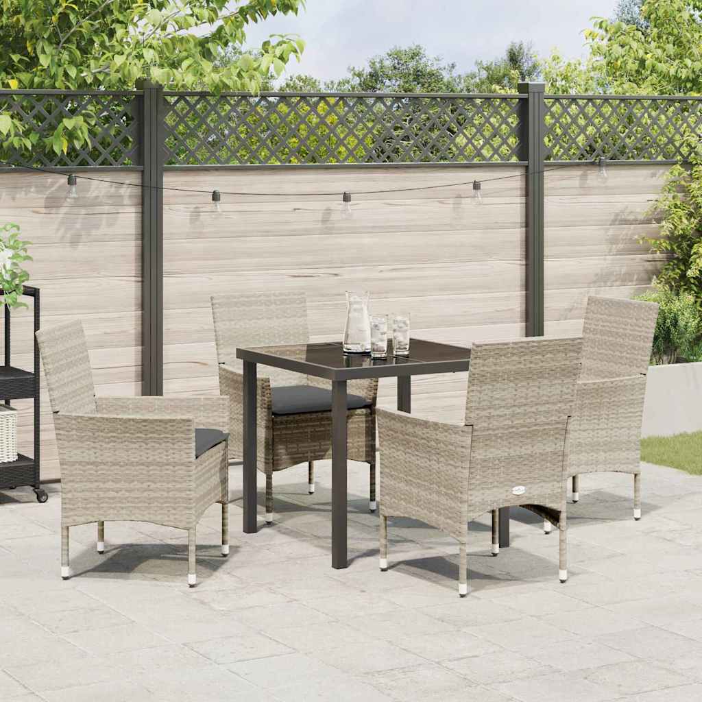 Have Spisebordssæt med pude 5 pcs Lysegrå polyrattan