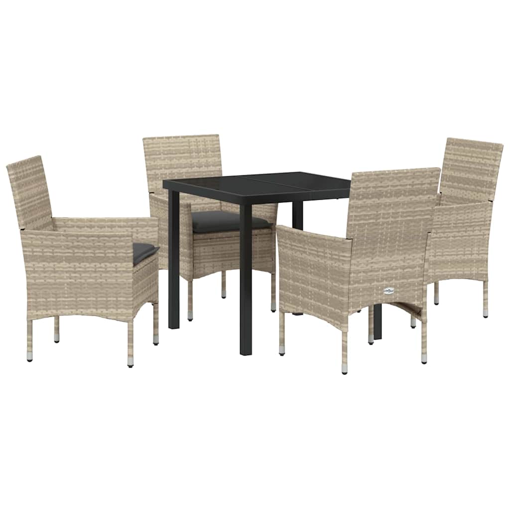 Have Spisebordssæt med pude 5 pcs Lysegrå polyrattan