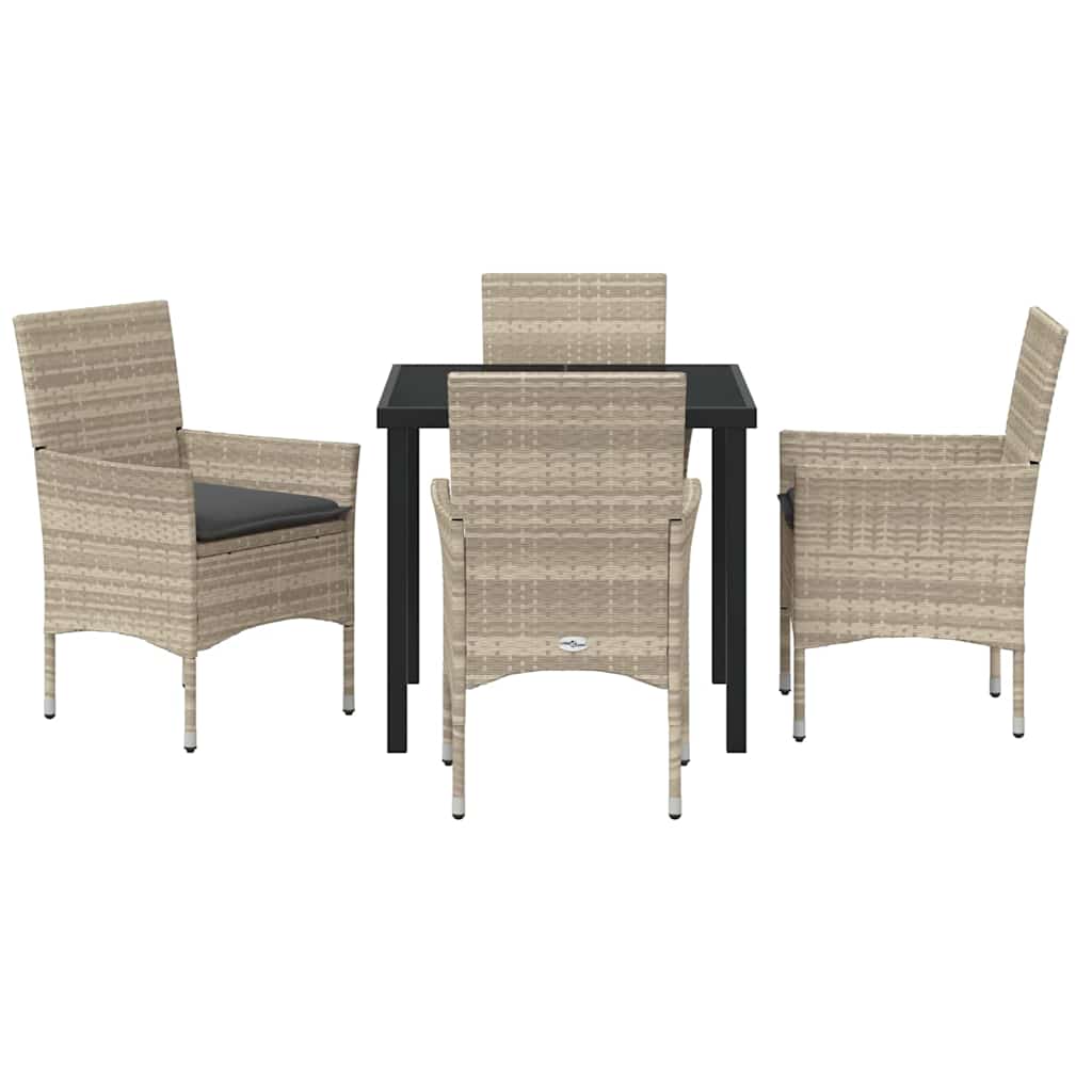 Have Spisebordssæt med pude 5 pcs Lysegrå polyrattan