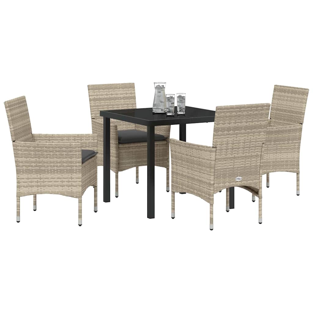 Have Spisebordssæt med pude 5 pcs Lysegrå polyrattan