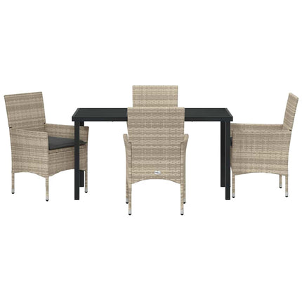 Have Spisebordssæt med pude 5 pcs Lysegrå polyrattan