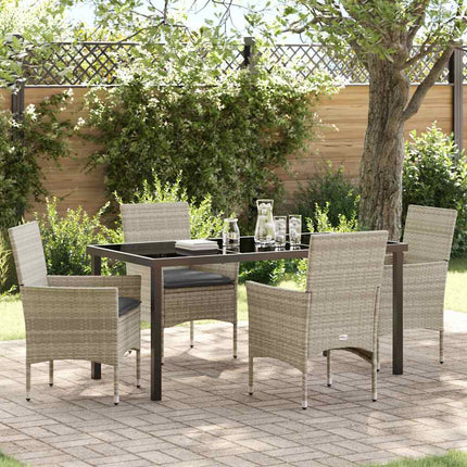 Have Spisebordssæt med pude 5 pcs Lysegrå polyrattan