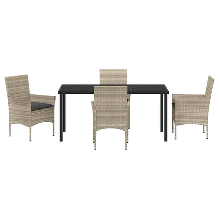 Have Spisebordssæt med pude 5 pcs Lysegrå polyrattan