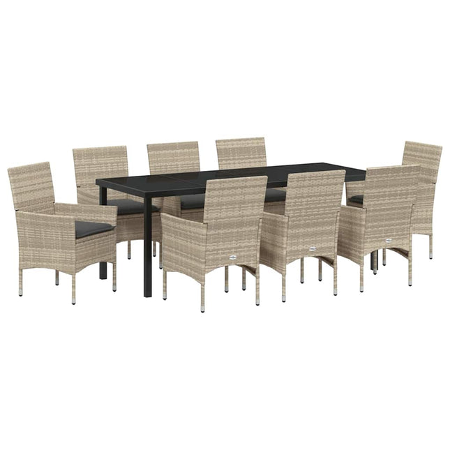 Have Spisebordssæt 9 stk. Lysegrå polyrattan