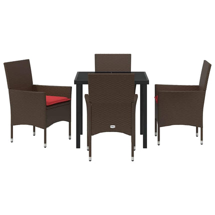 Bord- og stol sæt med pude 5 pcs Brun PE Rattan