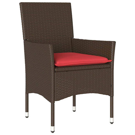 Bord- og stol sæt med pude 5 pcs Brun PE Rattan