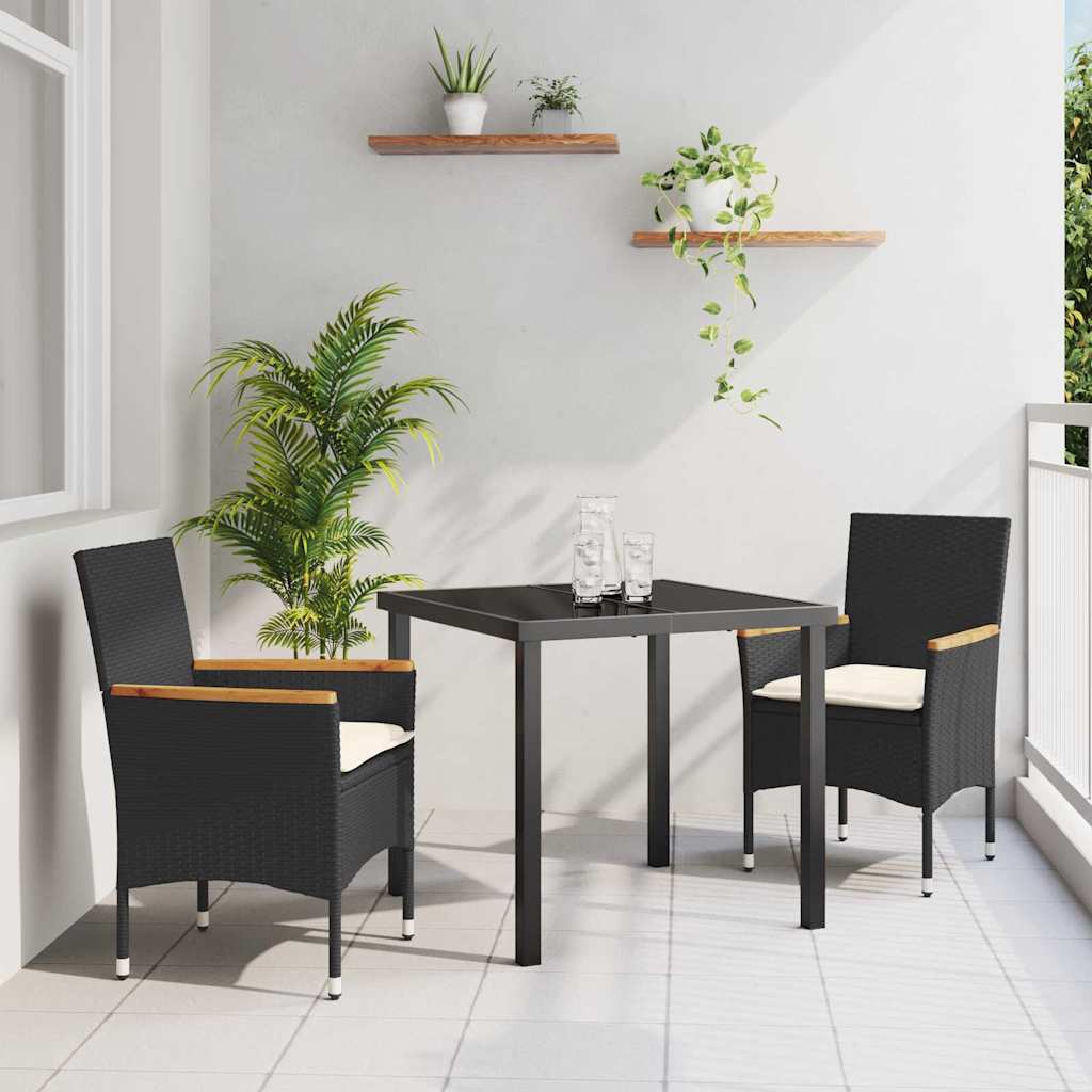 Have Spisebordssæt med pude 3 pcs Sort polyrattan