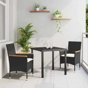 Have Spisebordssæt med pude 3 pcs Sort polyrattan
