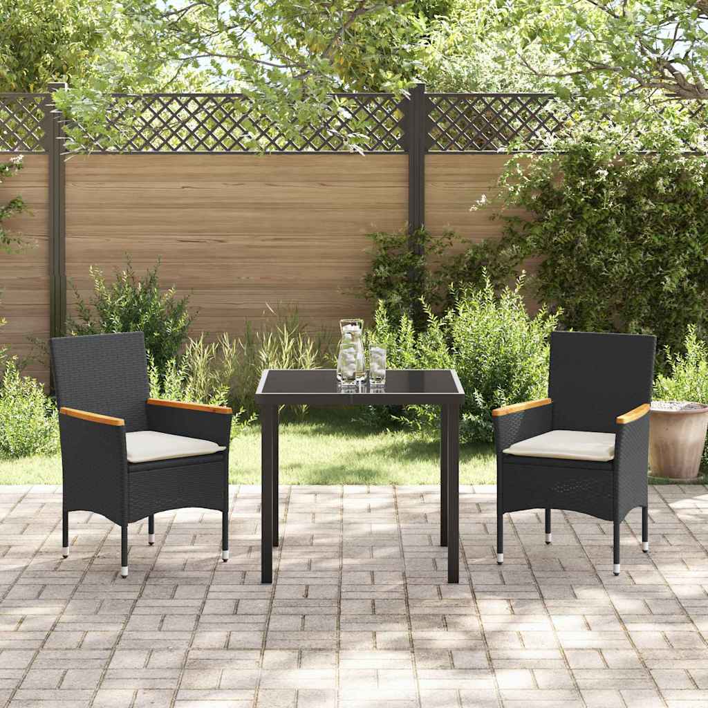 Have Spisebordssæt med pude 3 pcs Sort polyrattan