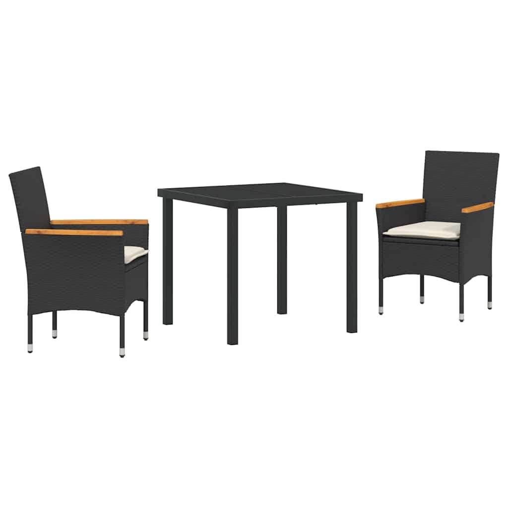 Have Spisebordssæt med pude 3 pcs Sort polyrattan