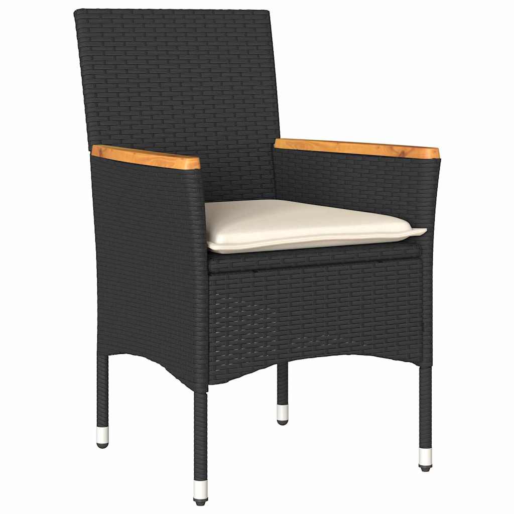 Have Spisebordssæt med pude 3 pcs Sort polyrattan