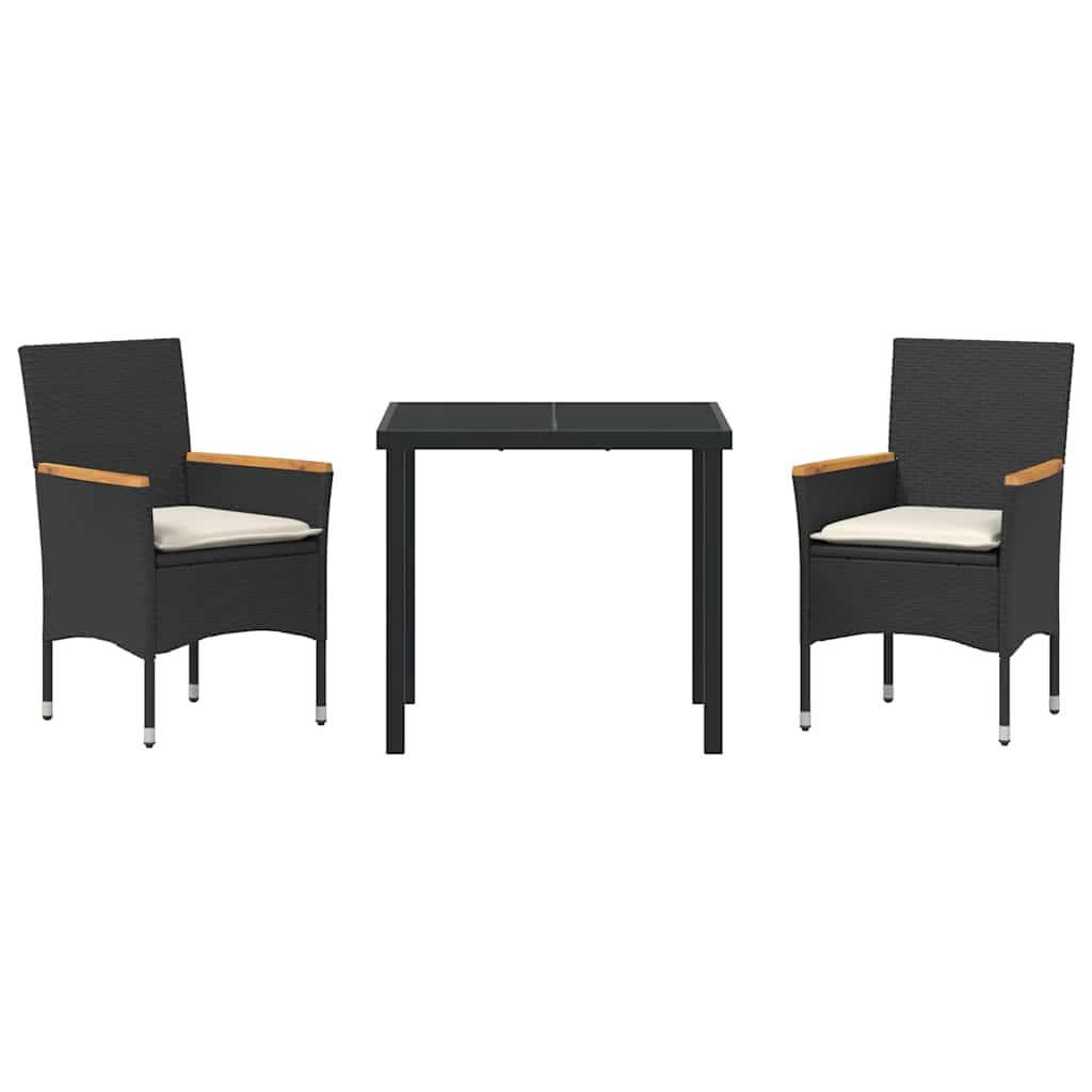 Have Spisebordssæt med pude 3 pcs Sort polyrattan
