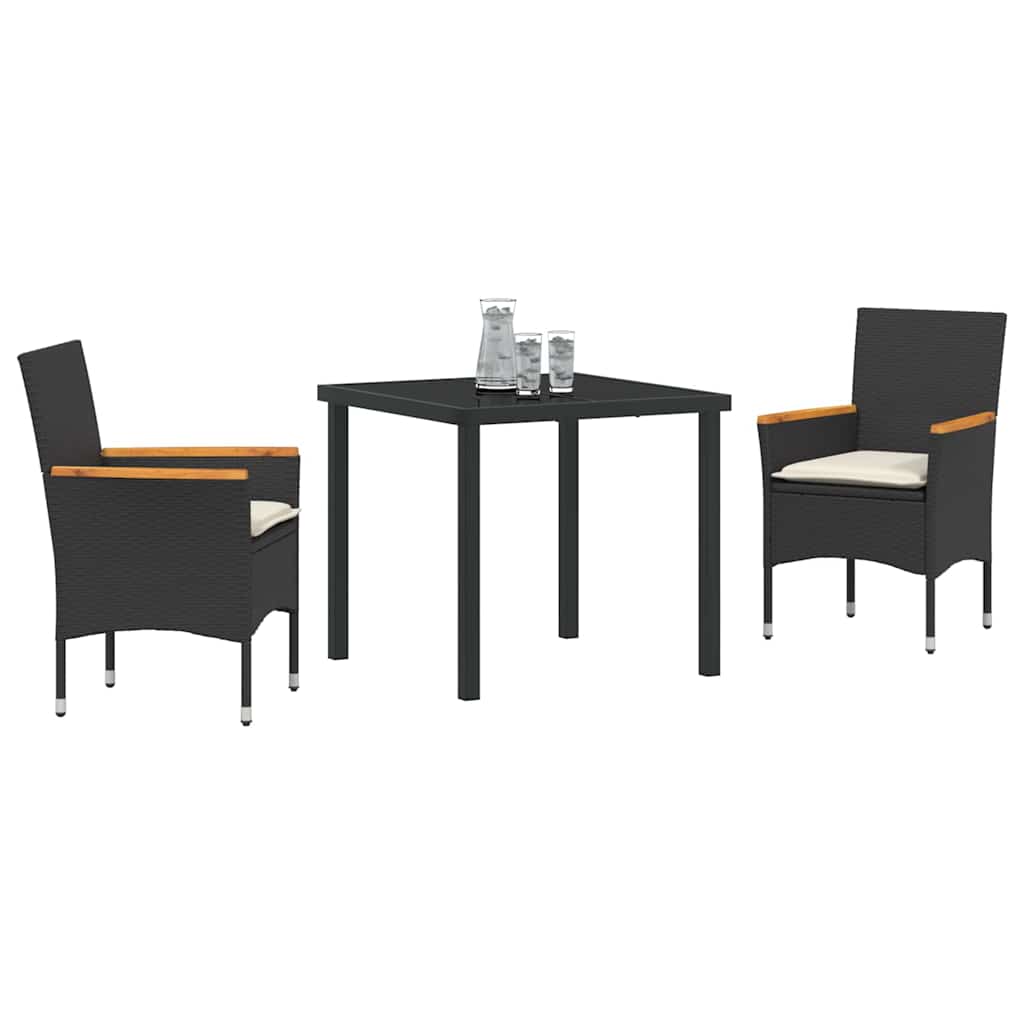 Have Spisebordssæt med pude 3 pcs Sort polyrattan