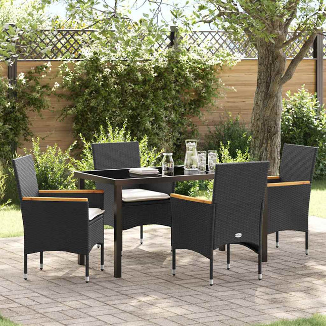 Have Spisebordssæt 5 stk. Sort polyrattan