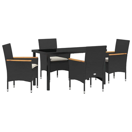 Have Spisebordssæt med pude 5 pcs Sort polyrattan