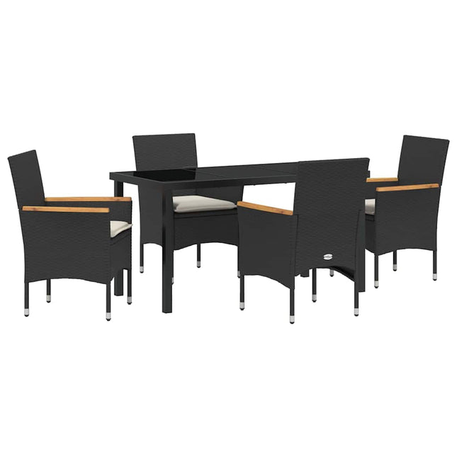 Have Spisebordssæt 5 stk. Sort polyrattan