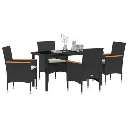 Have Spisebordssæt med pude 5 pcs Sort polyrattan