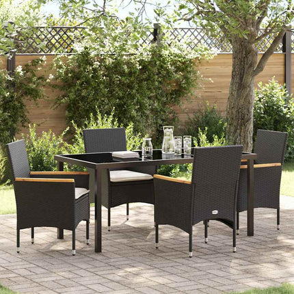 Have Spisebordssæt med pude 5 pcs Sort polyrattan