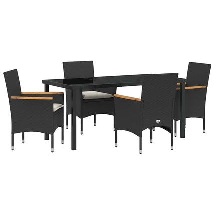 Have Spisebordssæt med pude 5 pcs Sort polyrattan