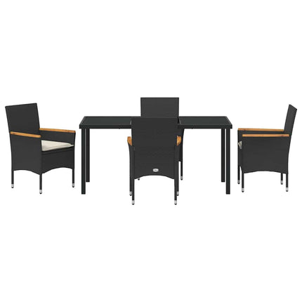 Have Spisebordssæt med pude 5 pcs Sort polyrattan