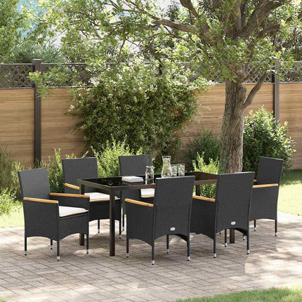 Have Spisebordssæt med pude 7 pcs Sort polyrattan