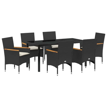 Have Spisebordssæt med pude 7 pcs Sort polyrattan