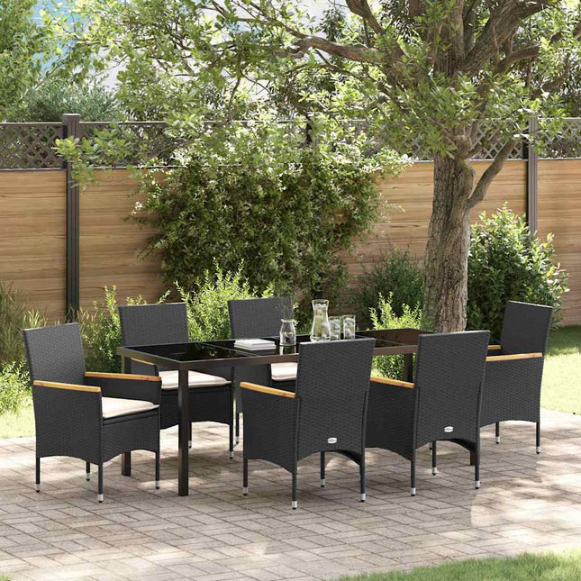 Have Spisebordssæt 7 stk. Sort polyrattan