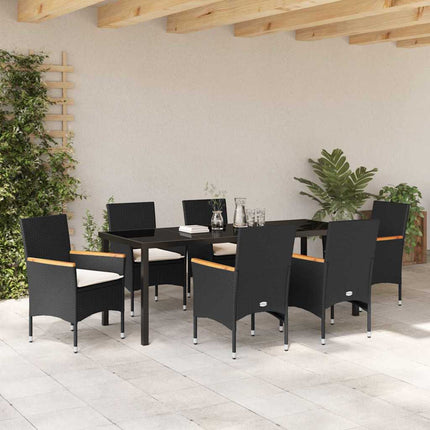 Have Spisebordssæt med pude 7 pcs Sort polyrattan
